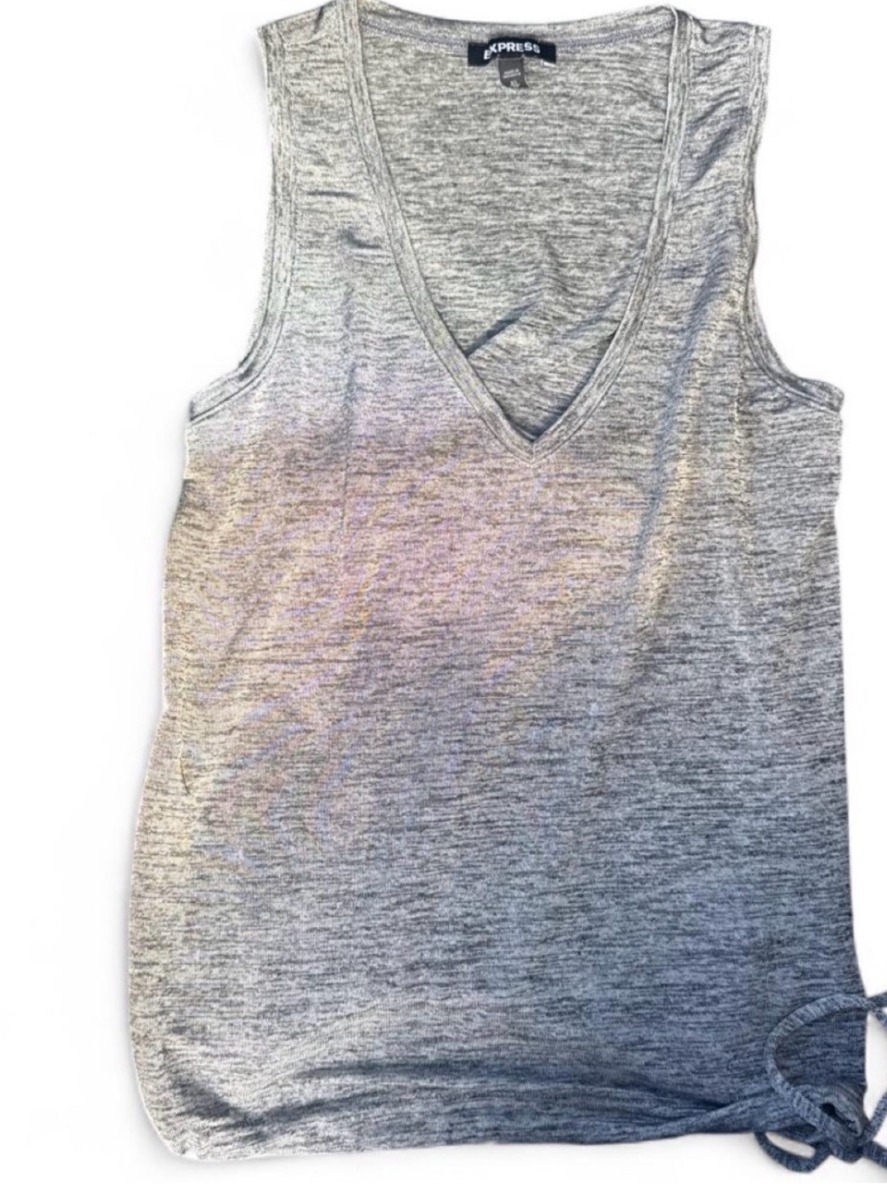 Express Gray V-Neck Sleeveless Tank Top